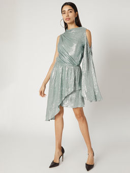 Deme - Pale Blue Sequin Short Dress