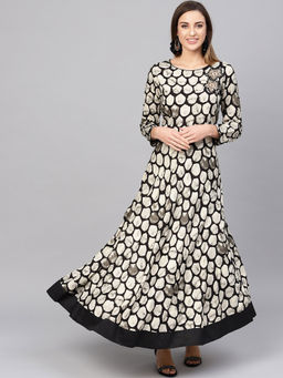 Divena - Black Floor Length Viscose Kurta