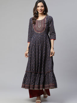 Divena - Indigo Cotton Printed Tunic Kurta