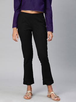 Divena - Black Cotton Pants