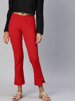 Divena - Red Cotton Pants