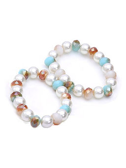 PRITA - Multi-Colour Pearls Stretchable Charms Bracelet