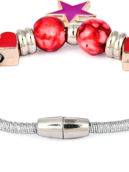 Priyaasi - Silver Plated Beaded Purple Star Fashion Charm Bracelet