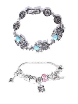 PRITA - Silver Plated Charm Bracelet (Set of 2)