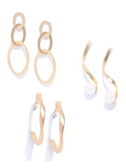PRITA - Gold Plated Drop And Hoop Earrings (Set of 3)