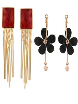 PRITA - Gold Plated Alloy Multi-Colour Drop Earrings (Set of 2)