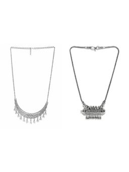 PRITA - Oxidised Silver Plated Necklace (Set of 2)