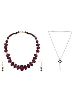 PRITA - Multi-Colour Necklace With Earring And Pendant (Set of 2)