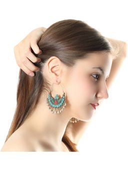 PRITA - Oxidised Silver Plated Blue Enamelled Chandbalis