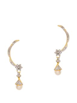 PRITA - Gold Plated American Diamond Studded Floral Earrings