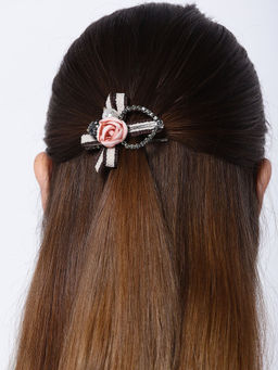 PRITA - Multi-Colour Rose And Stones Embellished Alligator Hair Clip