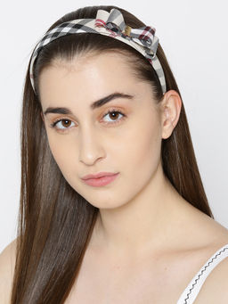 Priyaasi - Multi-Colour Checker Fabric Bow Knot Handcrafted Hairband