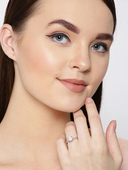 PRITA - Silver Plated Crown Shaped AD Studded Ring