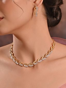 Fida - Gold Plated Ad Stone Jewellery Set
