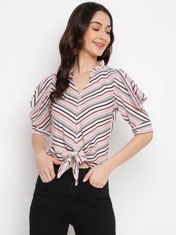 Latin Quarters - Pink Color Shirt Top with Knot