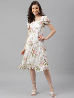 Latin Quarters - Womens Ivory Printed A-Line Dress