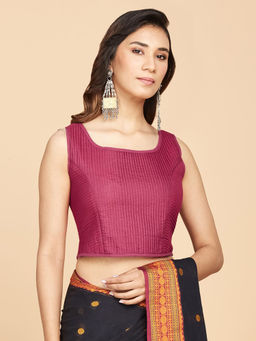 Fabindia - Pink Viscose Silk Woven Blouse (Free Size)