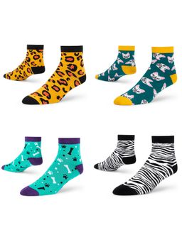 Dynamocks - Men and Women Ankle Length Socks - Free Size - Pack of 4 Pairs