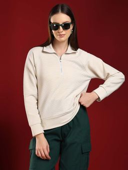 KOTTY - Women Beige Solid Sweatshirt
