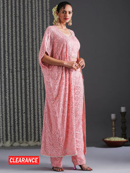 Gajra Gang - Bageecha Pink Mirror Embroidered Co-ord Set & Shrug GGSKD24 (Set of 3)