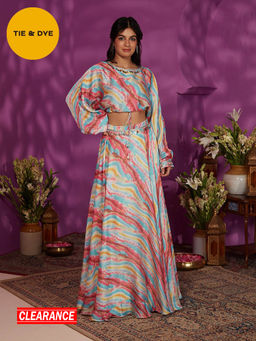 Gajra Gang - Rangeen Gypsy Coin Laced Blouson Top & Skirt GGLEH55 (Set of 2)