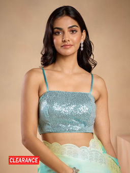 Gajra Gang - Glitterati Green Shimmer Sequinned Blouse GGBL06