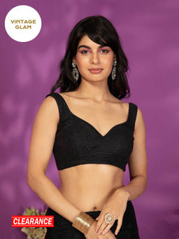 Gajra Gang - Vintage Rani Black Shimmer Textured Choli GGBL10