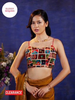 Gajra Gang - Glitterati Multi-Color Printed & Sequin Work Choli GGBL23
