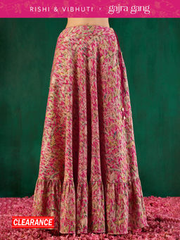 Gajra Gang - Rishi Vibhuti Pink Printed Tiered Ethnic Skirt GGRVSKT01