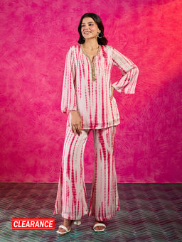 Gajra Gang - Frida Farida Pink Modal Shibori Tie Dye Kurta with Pant GGFFCS01 (Set of 2)