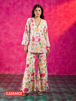 Gajra Gang - Frida Farida Multi-Color Sequin Poppy Print Coord Set GGFFCS02