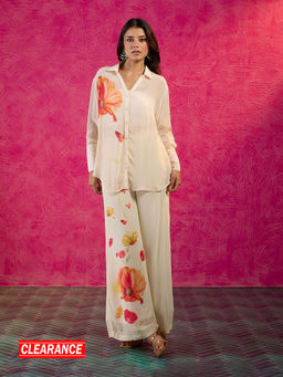 Gajra Gang - Frida Farida Off White Crepe Poppy Print Shirt GGFFSH01