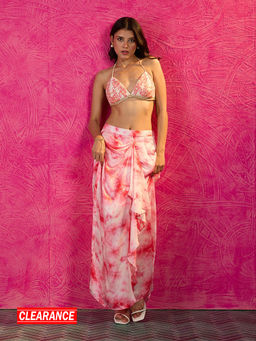 Gajra Gang - Frida Farida Pink Modal Shibori Printed Drape Skirt GGFFBTM03