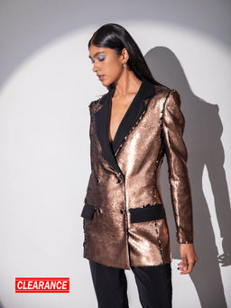 RSVP by Nykaa Fashion - Bronze Embellished Collared Blazer
