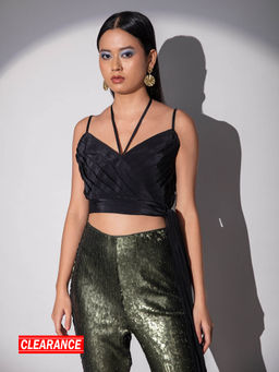 RSVP by Nykaa Fashion - Nikhil Thampi Black Pleated Strappy Top