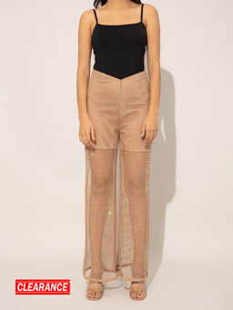 RSVP by Nykaa Fashion - Nikhil Thampi Beige Diamante Embellished Flared Pants