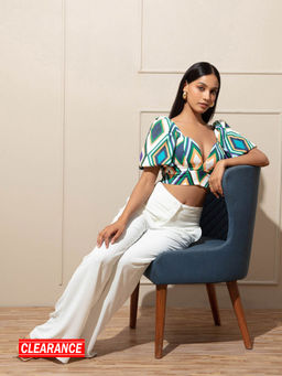 RSVP by Nykaa Fashion - Multicolor Geometric Print Crop Top