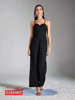 RSVP by Nykaa Fashion - Black Sweetheart Neck Solid Jumpsuit