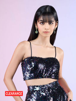 RSVP by Nykaa Fashion - Multi-color Sequin Crop Top