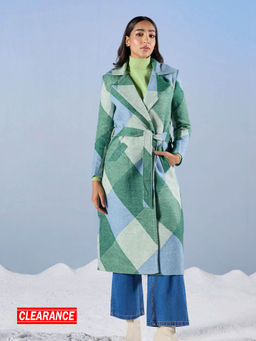 RSVP by Nykaa Fashion - Multicolor Checked A Line Midi Overcoat (Set of 2)