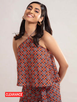 Twenty Dresses by Nykaa Fashion - Multicolor Printed Halter Neck Crop Top