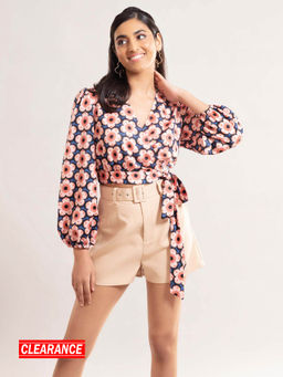 Twenty Dresses by Nykaa Fashion - Multicolor Floral Print V Neck Crop Top