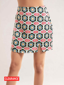 Twenty Dresses by Nykaa Fashion - Pink Floral Slit Mini Skirt