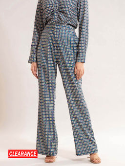 Twenty Dresses by Nykaa Fashion - Blue Printed Fit and Flare Pants