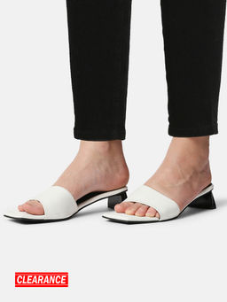 Twenty Dresses by Nykaa Fashion - White Solid Square Toe Slider Heels