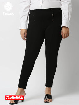 Twenty Dresses by Nykaa Fashion - Curve Black Solid Skinny Ankle Jeggings