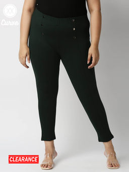 Twenty Dresses by Nykaa Fashion - Curve Green Solid Skinny Ankle Jeggings