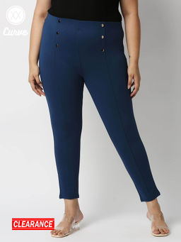 Twenty Dresses by Nykaa Fashion - Curve Blue Solid Skinny Jeggings