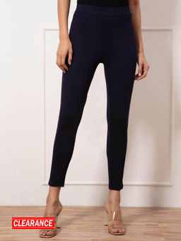 Twenty Dresses by Nykaa Fashion - Navy Blue Solid Skinny Jeggings