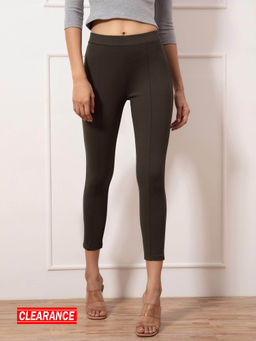Twenty Dresses by Nykaa Fashion - Olive Green Solid Skinny Jeggings